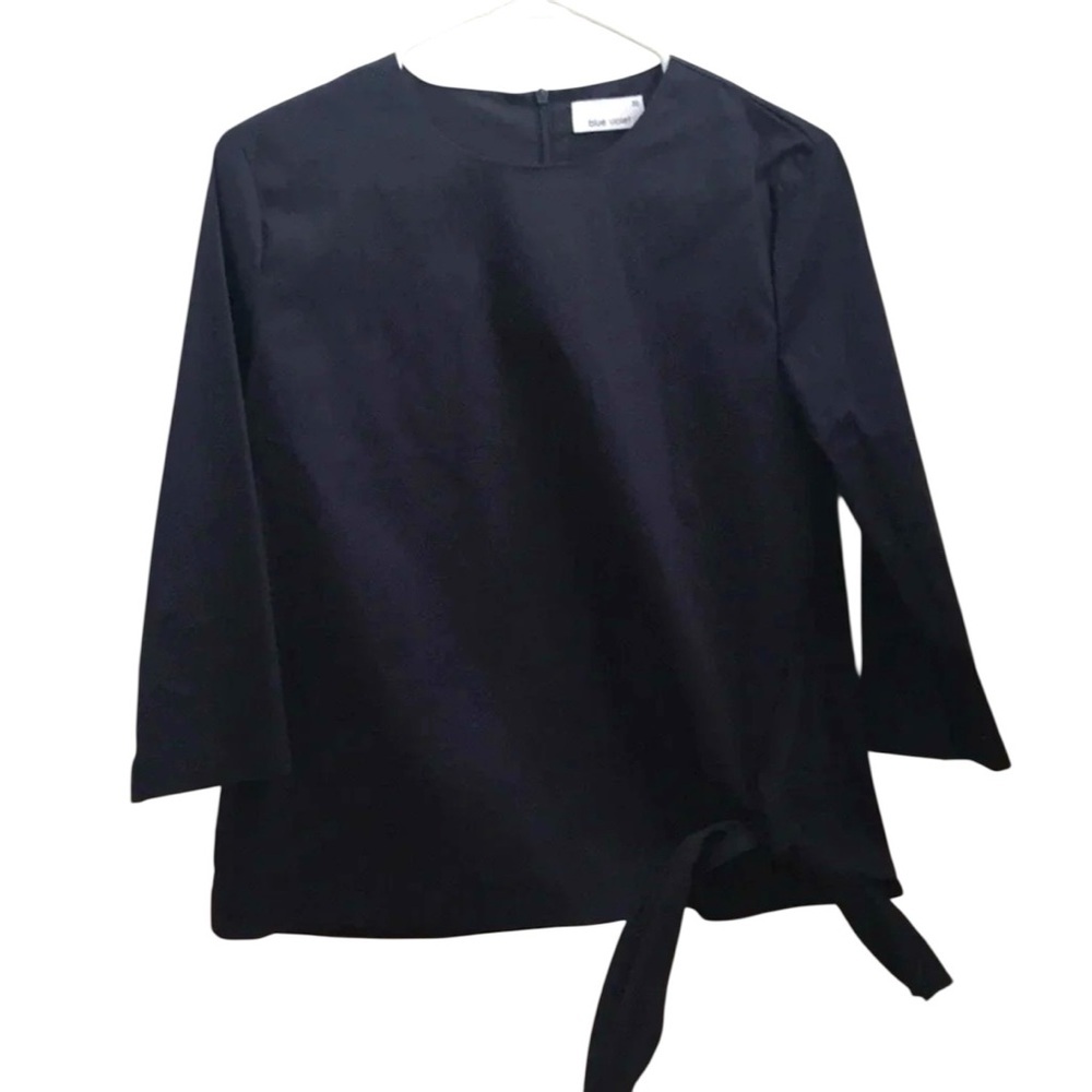 Blue Violet Girls Navy Blue 3/4 Sleeve Blouse with Tie Detail on Side Size 20